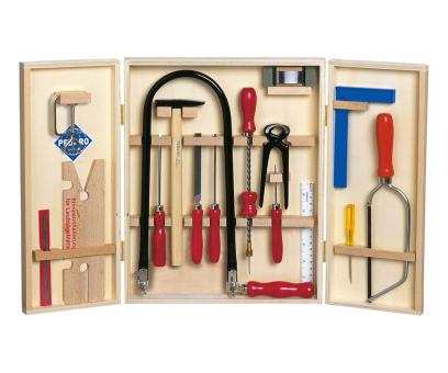 Fretwork kit in wooden cabinet + steel tools 