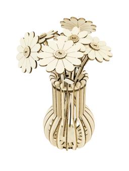 Holzbausatz Laser cut Blumen mit Vase 'Margeriten' 